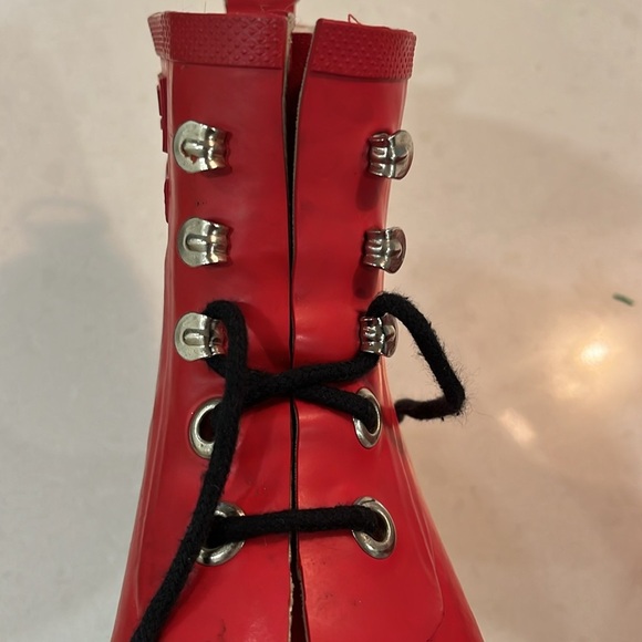Isle Jacobsen Womens Short Rain Boots Red 36 Lace Up Cotton Lining Sustainable - Picture 7 of 15